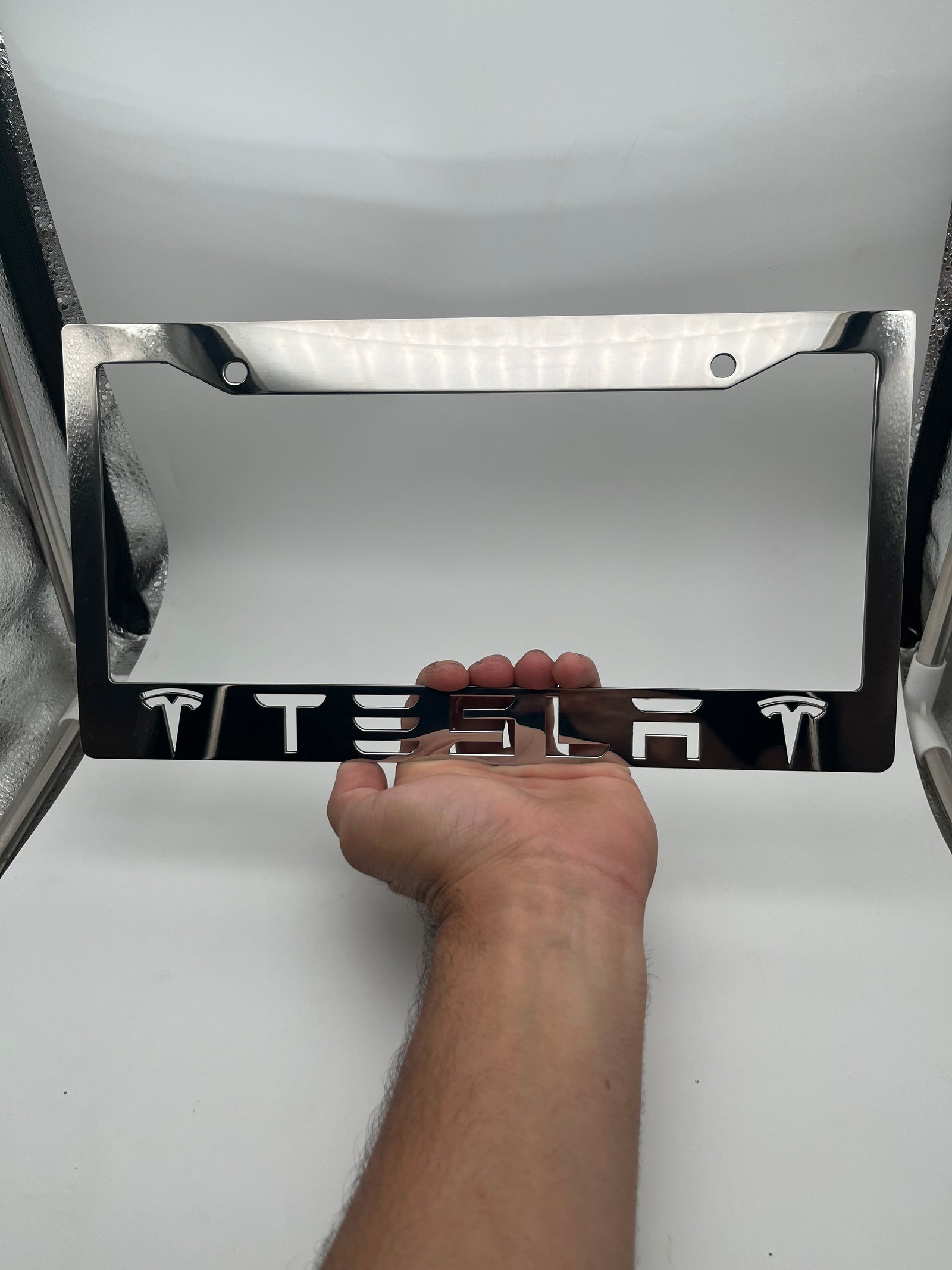 Tesla License Plate Frame High Polished Finish