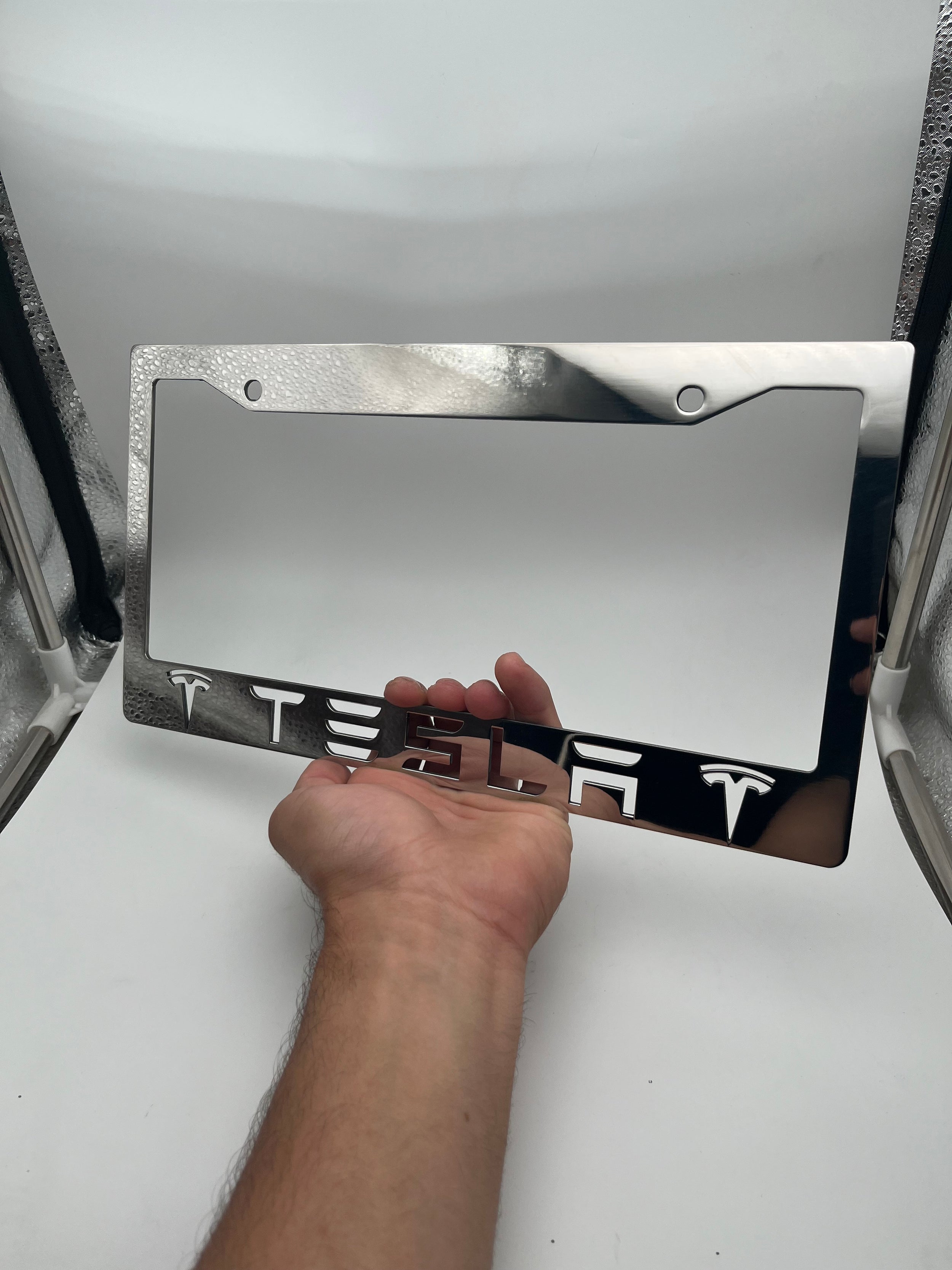 Tesla License Plate Frame High Polished Finish