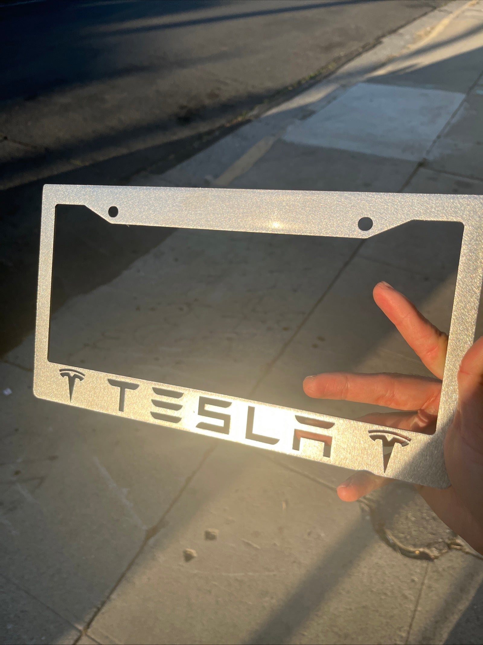 Tesla License Plate Frame Satin Finish