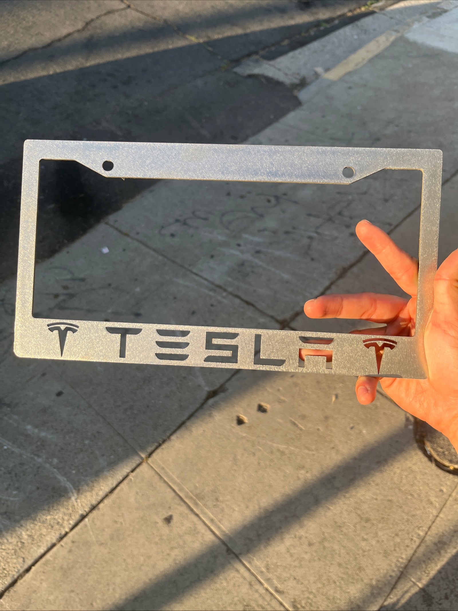 Tesla License Plate Frame Satin Finish