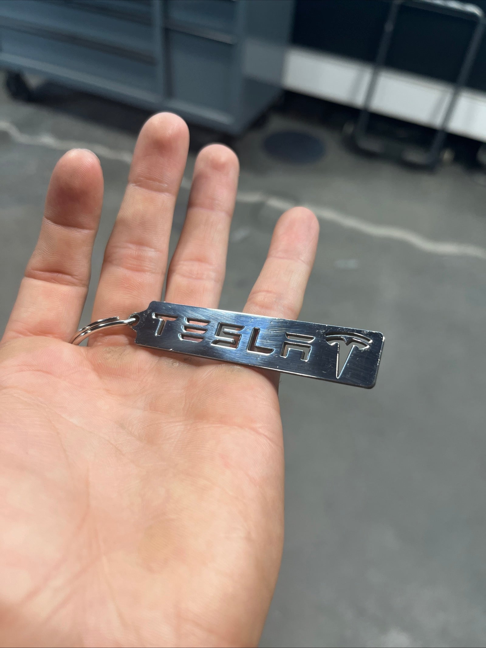 Tesla Keychain Polished Finish