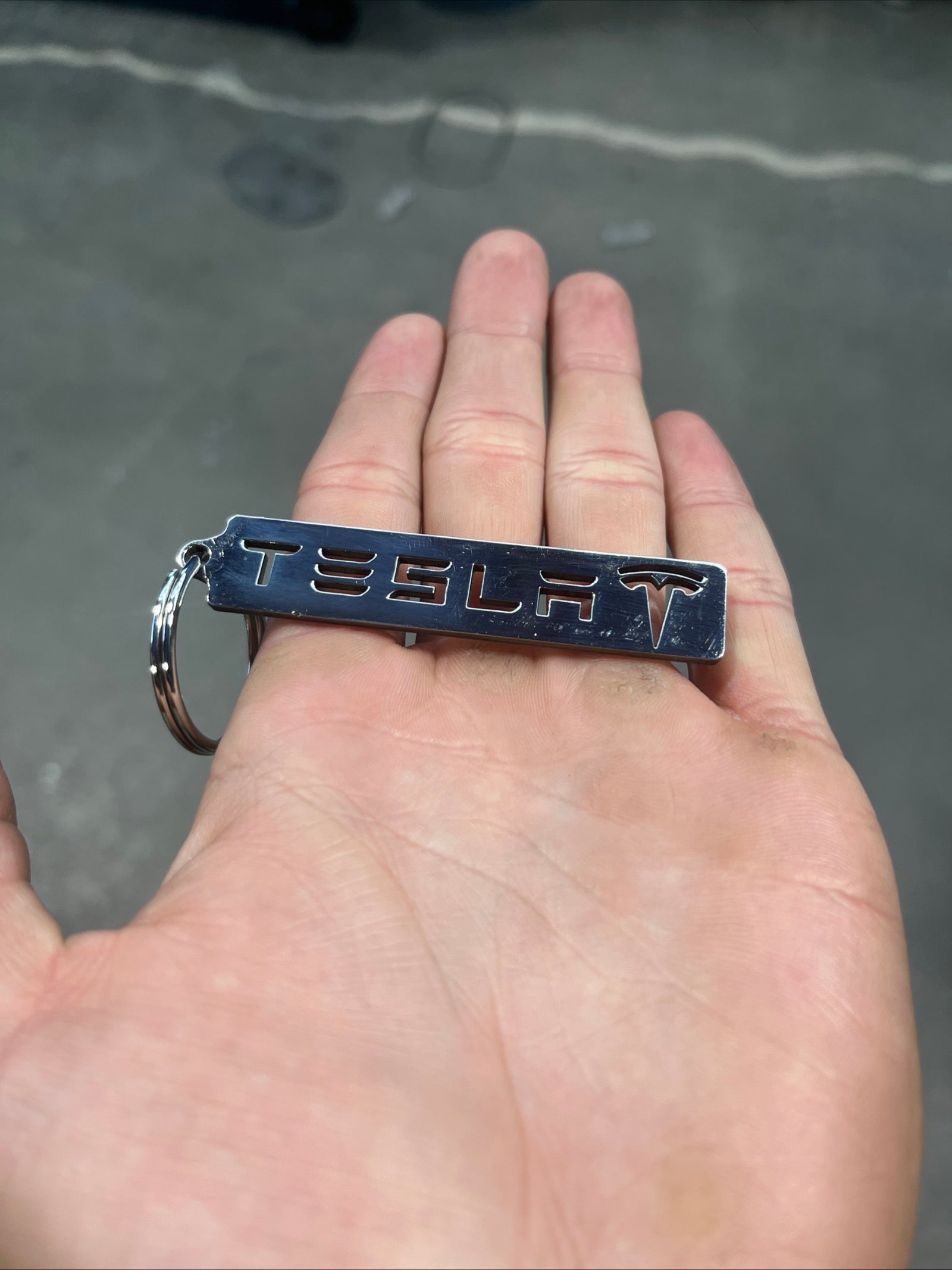 Tesla Keychain Polished Finish