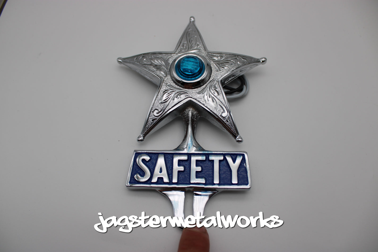 Blue Light engraved safety Star