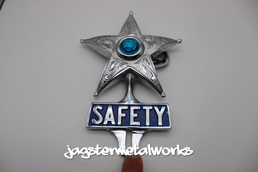 Blue Light engraved safety Star